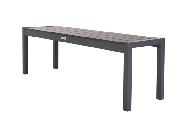 VILLANA Bank, Anthrazit, Alu/Holzimitat, 135x40x45 Cm, Für Bis Zu 3 Personen 4 VILLANA Bank, Anthrazit, Alu/Holzimitat, 135x40x45 Cm, Für Bis Zu 3 Personen – Bild 2