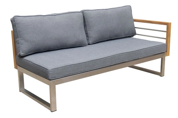 OUTFLEXX 2-Sitzer Sofa, Natur / Grau, FSC-Teak / Edelstahl / Olefin, 165x74x64 Cm, Armlehne Links 3 OUTFLEXX 2-Sitzer Sofa, Natur / Grau, FSC-Teak / Edelstahl / Olefin, 165x74x64 Cm, Armlehne Links