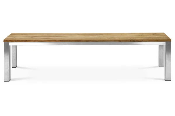 OUTFLEXX Classic Bank, Silber/natur, Edelstahl/recycled FSC-Teak, 220 X 40 X 45 Cm 3 OUTFLEXX Classic Bank, Silber/natur, Edelstahl/recycled FSC-Teak, 220 X 40 X 45 Cm – Bild 2