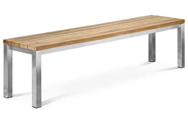 OUTFLEXX Classic Bank, Silber/natur, Edelstahl/recycled FSC-Teak, 220 X 40 X 45 Cm 2 OUTFLEXX Classic Bank, Silber/natur, Edelstahl/recycled FSC-Teak, 220 X 40 X 45 Cm