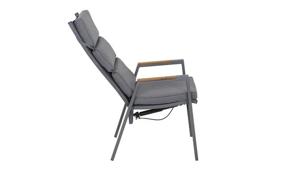 SIENA GARDEN Savona/Miros Esstischgarnitur, Matt Graphit/grau, Alu/Teak/Spraystone/Texfabric, Tisch 180/240x90 Cm, 6 Stapelsessel 8 SIENA GARDEN Savona/Miros Esstischgarnitur, Matt Graphit/grau, Alu/Teak/Spraystone/Texfabric, Tisch 180/240x90 Cm, 6 Stapelsessel – Bild 6