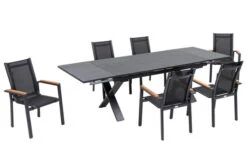 OUTFLEXX Esstischgarnitur, OUTFLEXX® Anthrazit Matt, Alu / Spraystone / Teak, Tisch 180/280x100cm, 6 Stapelsessel 20 OUTFLEXX Esstischgarnitur, OUTFLEXX® Anthrazit Matt, Alu / Spraystone / Teak, Tisch 180/280x100cm, 6 Stapelsessel -Gartenmoebel Verkaufs-Shop 22127 2.jpg