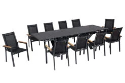 OUTFLEXX Esstischgarnitur, OUTFLEXX® Anthrazit Matt, Alu / Spraystone / Teak, Tisch 180/280x100cm, 10 Stapelsessel -Gartenmoebel Verkaufs-Shop 22129 2.jpg