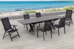 OUTFLEXX Esstischgarnitur, OUTFLEXX® Anthrazit Matt, Alu / HPL / Textil, Tisch 180/280x100cm, 4 Stapelsessel, 2 Multipo -Gartenmoebel Verkaufs-Shop 22161 7.jpg