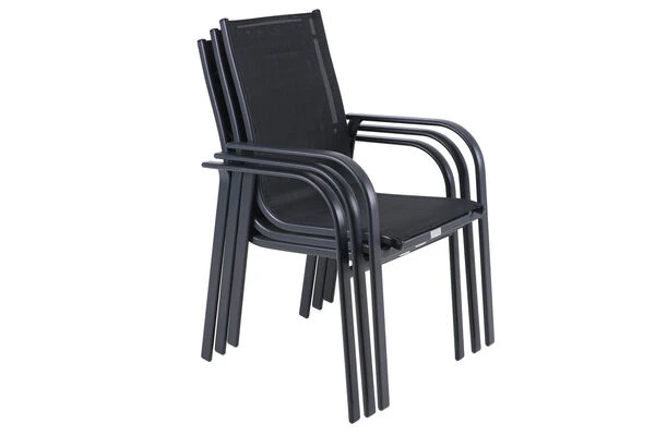 OUTFLEXX Esstischgarnitur, OUTFLEXX® Anthrazit Matt, Alu / HPL / Textil, Tisch 180/280x100cm, 8 Sessel, Stapelbar 16 OUTFLEXX Esstischgarnitur, OUTFLEXX® Anthrazit Matt, Alu / HPL / Textil, Tisch 180/280x100cm, 8 Sessel, Stapelbar – Bild 14