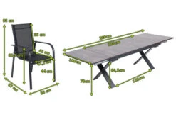 OUTFLEXX Esstischgarnitur, OUTFLEXX® Anthrazit Matt, Alu / HPL / Textil, Tisch 180/280x100cm, 8 Sessel, Stapelbar 24 OUTFLEXX Esstischgarnitur, OUTFLEXX® Anthrazit Matt, Alu / HPL / Textil, Tisch 180/280x100cm, 8 Sessel, Stapelbar -Gartenmoebel Verkaufs-Shop 22165 5.jpg