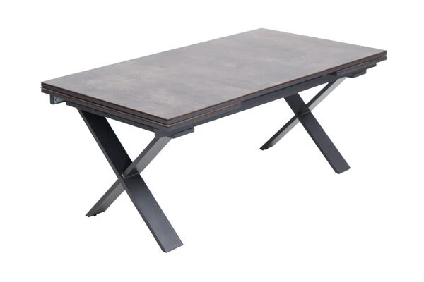 OUTFLEXX Esstischgarnitur, OUTFLEXX® Anthrazit Matt, Alu / HPL / Textil, Tisch 180/280x100cm, 8 Sessel, Stapelbar 9 OUTFLEXX Esstischgarnitur, OUTFLEXX® Anthrazit Matt, Alu / HPL / Textil, Tisch 180/280x100cm, 8 Sessel, Stapelbar – Bild 7