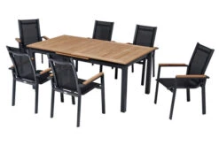 OUTFLEXX Esstischgarnitur, OUTFLEXX® Anthrazit Matt, Alu / Teak / Textil, Tisch 180/240x100cm, 6 Stapelsessel 31 OUTFLEXX Esstischgarnitur, OUTFLEXX® Anthrazit Matt, Alu / Teak / Textil, Tisch 180/240x100cm, 6 Stapelsessel -Gartenmoebel Verkaufs-Shop 22187 15.jpg