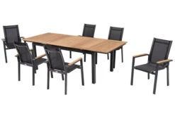 OUTFLEXX Esstischgarnitur, OUTFLEXX® Anthrazit Matt, Alu / Teak / Textil, Tisch 180/240x100cm, 6 Stapelsessel 18 OUTFLEXX Esstischgarnitur, OUTFLEXX® Anthrazit Matt, Alu / Teak / Textil, Tisch 180/240x100cm, 6 Stapelsessel -Gartenmoebel Verkaufs-Shop 22187 2.jpg