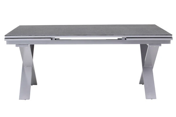 OUTFLEXX Esstischgarnitur, Silber, Alu / Spraystone / Textil, Tisch 180/280x100cm, 10 Multipositionssessel 13 OUTFLEXX Esstischgarnitur, Silber, Alu / Spraystone / Textil, Tisch 180/280x100cm, 10 Multipositionssessel – Bild 11