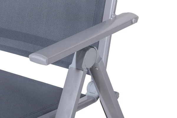 OUTFLEXX Esstischgarnitur, Silber, Alu / Spraystone / Textil, Tisch 180/280x100cm, 10 Multipositionssessel 17 OUTFLEXX Esstischgarnitur, Silber, Alu / Spraystone / Textil, Tisch 180/280x100cm, 10 Multipositionssessel – Bild 15