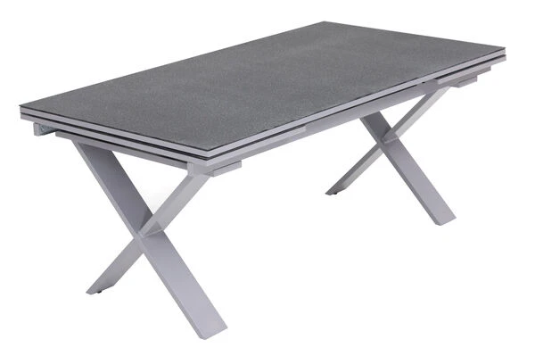 OUTFLEXX Esstischgarnitur, Silber, Alu / Spraystone / Textil, Tisch 180/280x100cm, 10 Multipositionssessel 8 OUTFLEXX Esstischgarnitur, Silber, Alu / Spraystone / Textil, Tisch 180/280x100cm, 10 Multipositionssessel – Bild 6