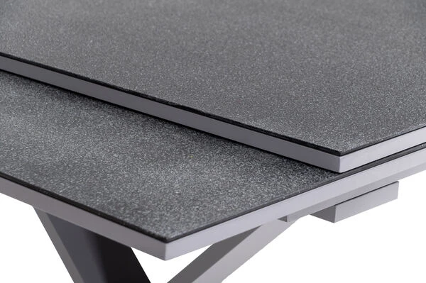 OUTFLEXX Esstischgarnitur, Silber, Alu / Spraystone / Textil, Tisch 180/280x100cm, 10 Multipositionssessel 11 OUTFLEXX Esstischgarnitur, Silber, Alu / Spraystone / Textil, Tisch 180/280x100cm, 10 Multipositionssessel – Bild 9