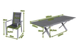 OUTFLEXX Esstischgarnitur, Silber, Alu / Spraystone / Textil, Tisch 180/280x100cm, 6 Stapelsessel 22 OUTFLEXX Esstischgarnitur, Silber, Alu / Spraystone / Textil, Tisch 180/280x100cm, 6 Stapelsessel -Gartenmoebel Verkaufs-Shop 22214 5.jpg