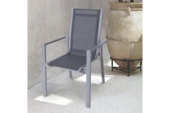 OUTFLEXX Esstischgarnitur, Silber, Alu / HPL / Textil, Tisch 180/280x100cm, 6 Stapelsessel, 2 Multipo -Gartenmoebel Verkaufs-Shop 22227 6.jpg