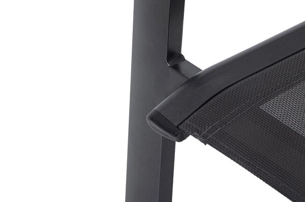 OUTFLEXX Esstischgarnitur, Anthrazit, Alu / Keramik / Textil, 180/280x100cm, 6 Stapelsessel 15 OUTFLEXX Esstischgarnitur, Anthrazit, Alu / Keramik / Textil, 180/280x100cm, 6 Stapelsessel – Bild 13