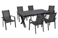 OUTFLEXX Esstischgarnitur, Anthrazit, Alu / Keramik / Textil, 180/280x100cm, 6 Stapelsessel 33 OUTFLEXX Esstischgarnitur, Anthrazit, Alu / Keramik / Textil, 180/280x100cm, 6 Stapelsessel -Gartenmoebel Verkaufs-Shop 22232 16.jpg