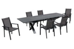 OUTFLEXX Esstischgarnitur, Anthrazit, Alu / Keramik / Textil, 180/280x100cm, 6 Stapelsessel 19 OUTFLEXX Esstischgarnitur, Anthrazit, Alu / Keramik / Textil, 180/280x100cm, 6 Stapelsessel -Gartenmoebel Verkaufs-Shop 22232 2.jpg