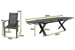 OUTFLEXX Esstischgarnitur, Anthrazit, Alu / Keramik / Textil, 180/280x100cm, 6 Stapelsessel 22 OUTFLEXX Esstischgarnitur, Anthrazit, Alu / Keramik / Textil, 180/280x100cm, 6 Stapelsessel -Gartenmoebel Verkaufs-Shop 22232 5.jpg