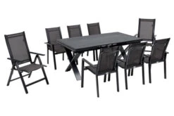 OUTFLEXX Esstischgarnitur, Anthrazit, Alu / Keramik / Textil, 180/280x100cm, 2 Multipo, 6 Stapelsessel 23 OUTFLEXX Esstischgarnitur, Anthrazit, Alu / Keramik / Textil, 180/280x100cm, 2 Multipo, 6 Stapelsessel -Gartenmoebel Verkaufs-Shop 22236 2.jpg