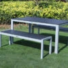 VILLANA Esstischgarnitur, Silber/schwarz, Alu/Holzimitat, Tisch 150x90cm, 2 Bänke Für 6 Personen 1 VILLANA Esstischgarnitur, Silber/schwarz, Alu/Holzimitat, Tisch 150x90cm, 2 Bänke Für 6 Personen -Gartenmoebel Verkaufs-Shop 22555 1.jpg