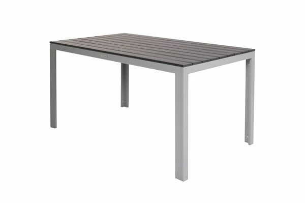 VILLANA Esstischgarnitur, Silber/schwarz, Alu/Holzimitat, Tisch 150x90cm, 2 Bänke Für 6 Personen 4 VILLANA Esstischgarnitur, Silber/schwarz, Alu/Holzimitat, Tisch 150x90cm, 2 Bänke Für 6 Personen – Bild 2