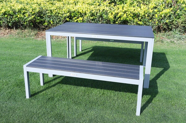 VILLANA Esstischgarnitur, Silber/schwarz, Alu/Holzimitat, Tisch 150x90cm, 2 Bänke Für 6 Personen 8 VILLANA Esstischgarnitur, Silber/schwarz, Alu/Holzimitat, Tisch 150x90cm, 2 Bänke Für 6 Personen – Bild 6