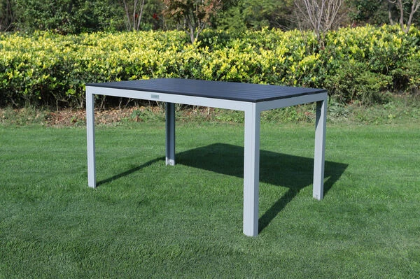 VILLANA Esstischgarnitur, Silber/schwarz, Alu/Holzimitat, Tisch 150x90cm, 2 Bänke Für 6 Personen 10 VILLANA Esstischgarnitur, Silber/schwarz, Alu/Holzimitat, Tisch 150x90cm, 2 Bänke Für 6 Personen – Bild 8