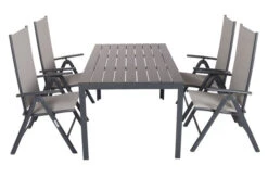 VILLANA Esstischgarnitur, Anthrazit/grau, Alu/Holzimitat/Textil, Tisch 150x90cm, 4 Multipositionssessel -Gartenmoebel Verkaufs-Shop 22577 08.jpg