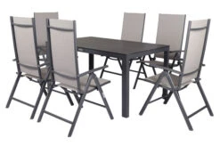 VILLANA Esstischgarnitur, Anthrazit/grau, Alu/Holzimitat/Textil, Tisch 150x90cm, 6 Multipositionssessel -Gartenmoebel Verkaufs-Shop 22578 02.jpg