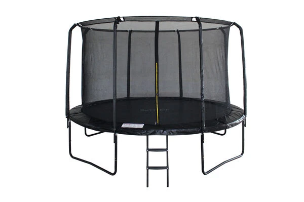 OUTTECH Pole Trampolin, Schwarz, Metallsprungfedern, Stahlgestänge, Ø 425 Cm, Mit Sicherheitsnetz Und Leiter 3 OUTTECH Pole Trampolin, Schwarz, Metallsprungfedern, Stahlgestänge, Ø 425 Cm, Mit Sicherheitsnetz Und Leiter