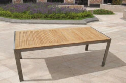 OUTFLEXX Esstischgarnitur, Silber/natur, Edelstahl/Teak/Textil, 200x90 Cm, 6 Stapelsessel, FSC-Teakholz -Gartenmoebel Verkaufs-Shop 22715 03.jpg