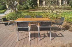 OUTFLEXX Esstischgarnitur, Silber/natur, Edelstahl/Teak/Textil, 200x90 Cm, 6 Stapelsessel, FSC-Teakholz -Gartenmoebel Verkaufs-Shop 22715 14.jpg