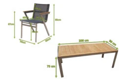 OUTFLEXX Esstischgarnitur, Silber/natur, Edelstahl/Teak/Textil, 200x90 Cm, 6 Stapelsessel, FSC-Teakholz -Gartenmoebel Verkaufs-Shop 22715 mass.jpg