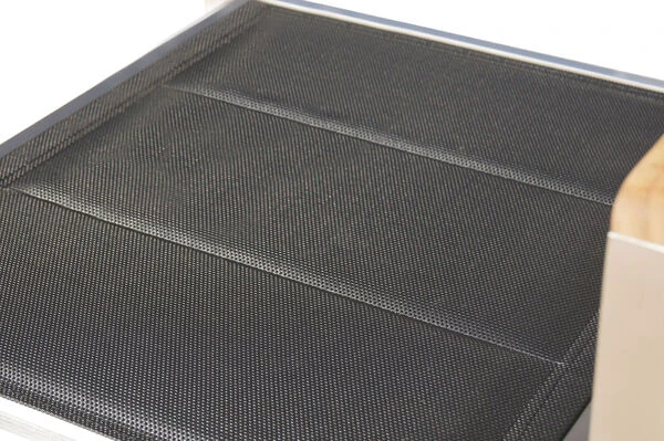 OUTFLEXX Esstischgarnitur, Silber/schwarz, Edelstahl/Granit/Textil, 200x100 Cm, 6 Stühle, Padded, Teakarmlehnen 6 OUTFLEXX Esstischgarnitur, Silber/schwarz, Edelstahl/Granit/Textil, 200x100 Cm, 6 Stühle, Padded, Teakarmlehnen – Bild 4