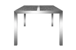 OUTFLEXX Esstischgarnitur, Silber/schwarz, Edelstahl/Granit/Textil, 200x100 Cm, 6 Stühle, Padded, Teakarmlehnen 27 OUTFLEXX Esstischgarnitur, Silber/schwarz, Edelstahl/Granit/Textil, 200x100 Cm, 6 Stühle, Padded, Teakarmlehnen -Gartenmoebel Verkaufs-Shop 22767 16.JPG