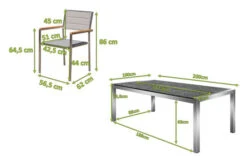 OUTFLEXX Esstischgarnitur, Silber/weiß, Edelstahl/Granit/Textilene, 200x100 Cm, 6 Stühle, Padded, Teakarmlehnen 12 OUTFLEXX Esstischgarnitur, Silber/weiß, Edelstahl/Granit/Textilene, 200x100 Cm, 6 Stühle, Padded, Teakarmlehnen -Gartenmoebel Verkaufs-Shop 22779 05.jpg