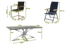 OUTFLEXX Esstischgarnitur, Silber/schwarz, Edelstahl/Granit/Textil, 200x100 Cm, 4 Freischwinger, 2 Multipos, Padded, Armlehnen Aus FSC-Teak 16 OUTFLEXX Esstischgarnitur, Silber/schwarz, Edelstahl/Granit/Textil, 200x100 Cm, 4 Freischwinger, 2 Multipos, Padded, Armlehnen Aus FSC-Teak -Gartenmoebel Verkaufs-Shop 22784 05.jpg