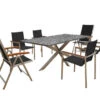 OUTFLEXX Esstischgarnitur, Silber/schwarz, Edelstahl/Granit/Textil, 200x100 Cm, 4 Gartensessel, 2 Multipos, Armlehnen Aus FSC-Teak 1 OUTFLEXX Esstischgarnitur, Silber/schwarz, Edelstahl/Granit/Textil, 200x100 Cm, 4 Gartensessel, 2 Multipos, Armlehnen Aus FSC-Teak -Gartenmoebel Verkaufs-Shop 22786 01.jpg