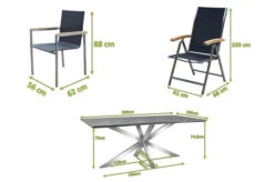 OUTFLEXX Esstischgarnitur, Silber/schwarz, Edelstahl/Granit/Textil, 200x100 Cm, 4 Gartensessel, 2 Multipos, Armlehnen Aus FSC-Teak 16 OUTFLEXX Esstischgarnitur, Silber/schwarz, Edelstahl/Granit/Textil, 200x100 Cm, 4 Gartensessel, 2 Multipos, Armlehnen Aus FSC-Teak -Gartenmoebel Verkaufs-Shop 22786 05.jpg