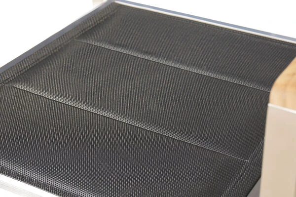 OUTFLEXX Esstischgarnitur, Silber/schwarz, Edelstahl/Granit/Textil, 200x100 Cm, 6 Stühle, Padded, Armlehnen Aus FSC-Teak 10 OUTFLEXX Esstischgarnitur, Silber/schwarz, Edelstahl/Granit/Textil, 200x100 Cm, 6 Stühle, Padded, Armlehnen Aus FSC-Teak – Bild 8