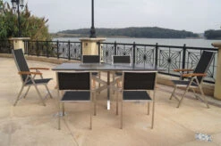 OUTFLEXX Esstischgarnitur, Silber/schwarz, Edelstahl/Granit/Textil, 200x100 Cm, 4 Stühle, 2 Multipos, Padded, Armlehnen Aus FSC-Teak -Gartenmoebel Verkaufs-Shop 22788 03.jpg