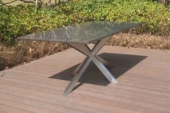 OUTFLEXX Esstischgarnitur, Silber, Edelstahl/Granit/Textilene, 200x100 Cm, 4 Gartensessel, 2 Multipos, Armlehnen Aus FSC-Teak -Gartenmoebel Verkaufs-Shop 22792 02.JPG