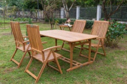 OUTFLEXX Sitzgruppe, Natur, Akazie, Ausziehtisch 150/200 X 90 Cm, 4 Multipositionssessel