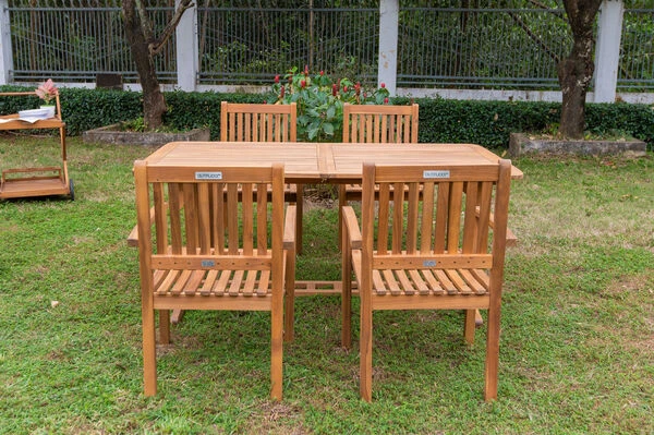 OUTFLEXX Sitzgruppe, Natur, Akazie, Ausziehtisch 150/200 X 90 Cm, 4 Armlehnensessel 9 OUTFLEXX Sitzgruppe, Natur, Akazie, Ausziehtisch 150/200 X 90 Cm, 4 Armlehnensessel – Bild 7