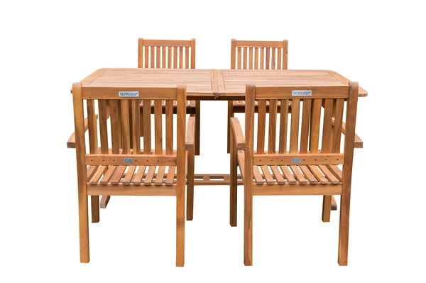 OUTFLEXX Sitzgruppe, Natur, Akazie, Ausziehtisch 150/200 X 90 Cm, 4 Armlehnensessel 11 OUTFLEXX Sitzgruppe, Natur, Akazie, Ausziehtisch 150/200 X 90 Cm, 4 Armlehnensessel – Bild 9