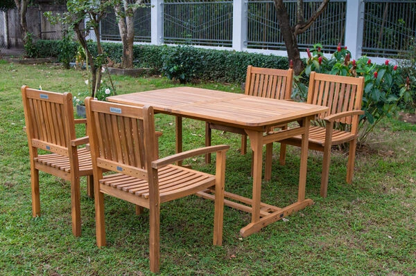 OUTFLEXX Sitzgruppe, Natur, Akazie, Ausziehtisch 180/240 X 100 Cm, 4 Armlehnensessel 3 OUTFLEXX Sitzgruppe, Natur, Akazie, Ausziehtisch 180/240 X 100 Cm, 4 Armlehnensessel