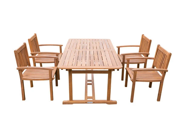 OUTFLEXX Sitzgruppe, Natur, Akazie, Ausziehtisch 180/240 X 100 Cm, 4 Armlehnensessel 4 OUTFLEXX Sitzgruppe, Natur, Akazie, Ausziehtisch 180/240 X 100 Cm, 4 Armlehnensessel – Bild 2