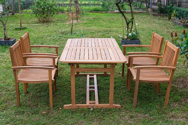 OUTFLEXX Sitzgruppe, Natur, Akazie, Ausziehtisch 180/240 X 100 Cm, 4 Armlehnensessel 8 OUTFLEXX Sitzgruppe, Natur, Akazie, Ausziehtisch 180/240 X 100 Cm, 4 Armlehnensessel – Bild 6