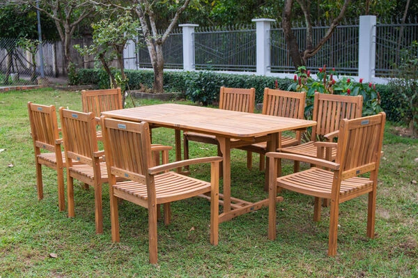 OUTFLEXX Sitzgruppe, Natur, Akazie, Ausziehtisch 180/240 X 100 Cm, 8 Armlehnensessel 3 OUTFLEXX Sitzgruppe, Natur, Akazie, Ausziehtisch 180/240 X 100 Cm, 8 Armlehnensessel